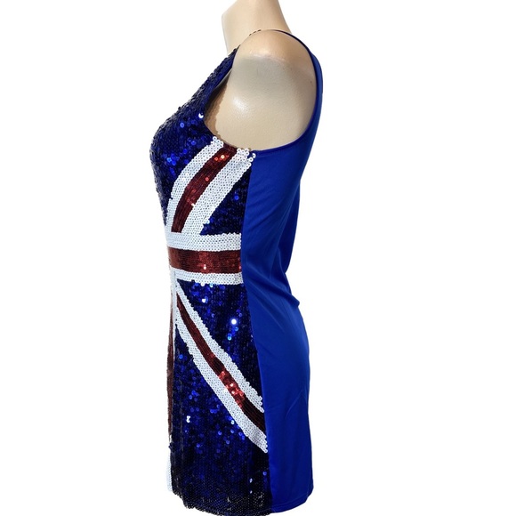 Union Jack Sequin British Flag Dress - Picture 7 of 8